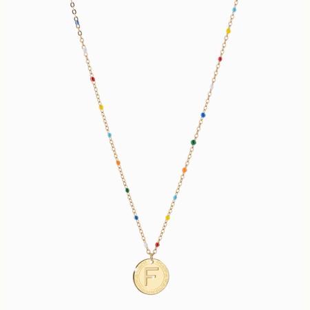 Rebecca Gold F Necklace with Multicoloured Beads